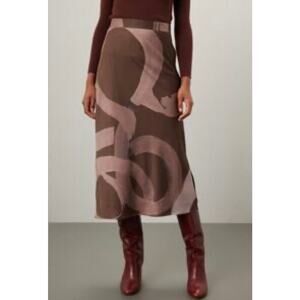 Slate & Willow Abstract Satin Slip Skirt- XL